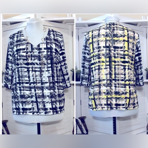 NWT Rachel Roy All Things With Love Grey Combo blouse sz L - Picture 2 of 6